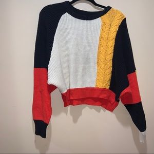Cropped Color Block Sweater